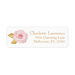 Blush Pink Bloemen Adres Label - Elegante bruiloft