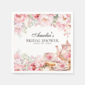 Blush Pink Bloemen Afternoon Tea Party Douche Servet (Voorkant)