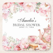 Blush Pink Bloemen Afternoon Tea Party Kartonnen Onderzetters (Voorkant)