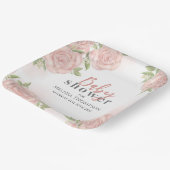 Blush Pink Bloemen Baby Meisje Douche Papieren Bordje (Gebogen)