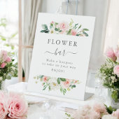 Blush Pink Bloemen Baby shower Bloem Bar Teken Reclamebord Met Voetstuk