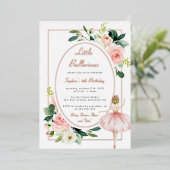 Blush Pink Bloemen Ballerina Kids Verjaardag Folie Uitnodiging (Staand Voorkant)