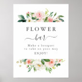 Blush Pink Bloemen Bar Teken Poster (Voorkant)