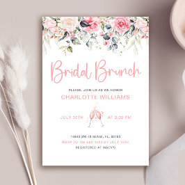 Blush Pink Bloemen Bruids Brunch Kaart