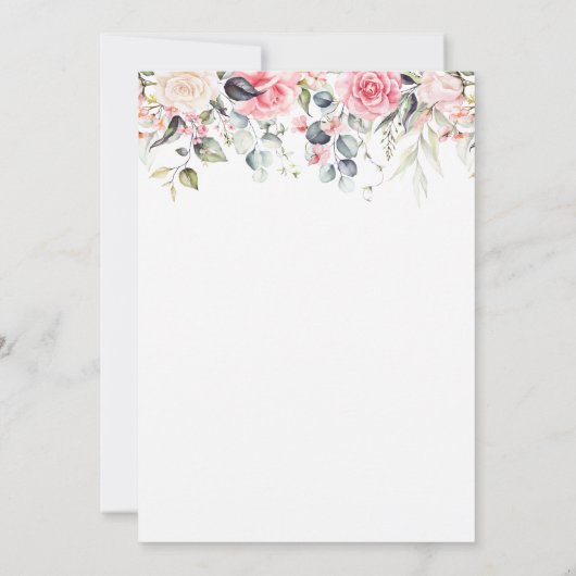 Blush Pink Bloemen Bruids Brunch Kaart (Achterkant)