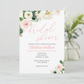 Blush Pink Bloemen Bruids Douche Uitnodigingen (Staand voorkant)