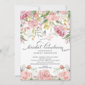 Blush Pink Bloemen Bruids Luncheon Kaart (Voorkant)