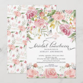 Blush Pink Bloemen Bruids Luncheon Kaart (Voorkant / Achterkant)