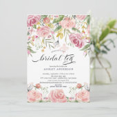 Blush Pink Bloemen Bruids Thee Kaart (Staand voorkant)