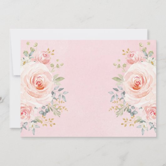 Blush Pink Bloemen Bunny Konijn 1e Verjaardag Part Kaart (Achterkant)