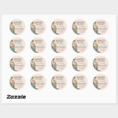 Blush Pink Bloemen Cactus Laarzen en Bubbly Favors Ronde Sticker (Vel)
