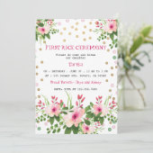 Blush Pink Bloemen Eerste Rijstceremonie Mukhe Bha Kaart (Staand voorkant)