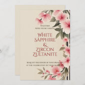 Blush Pink Bloemen Elegante bruiloft Uitnodigen Kaart (Voorkant / Achterkant)