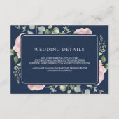 Blush Pink Bloemen Eucalyptus Marine Trouwdetails Informatiekaartje (Voorkant)