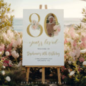 Blush Pink Bloemen Foto 80ste verjaardag Welkom Si Perfect Poster