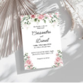 Blush Pink Bloemen Greenery Huwelijksuitnodiging Kaart