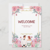 Blush Pink Bloemen Huwelijksuitnodiging Kaart (Achterkant)