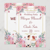 Blush Pink Bloemen Huwelijksuitnodiging Kaart (Voorkant / Achterkant)