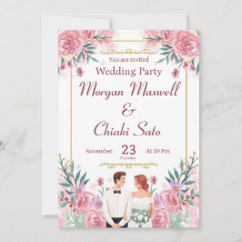 Blush Pink Bloemen Huwelijksuitnodiging Kaart