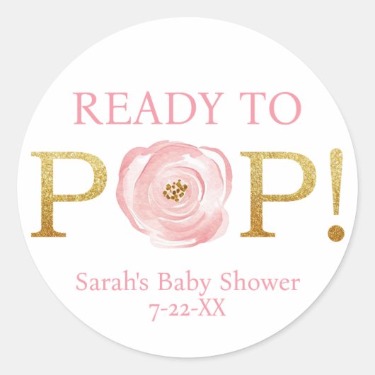 Blush Pink Bloemen Klaar voor Pop Baby Sticker (Voorkant)