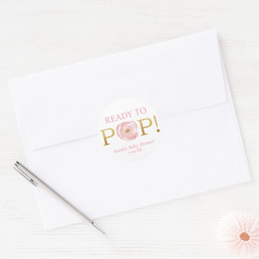 Blush Pink Bloemen Klaar voor Pop Baby Sticker (Envelop)