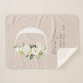 Blush Pink Bloemen Letter D Baby Script Geboortest Sherpa Deken (Voorkant (horizontaal))