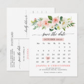 Blush Pink Bloemen Moderne Botanische Bewaar de Da Aankondigingskaart (Voorkant / Achterkant)