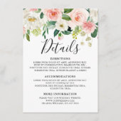 Blush Pink Bloemen Moderne Botanische Trouwdetails Informatiekaartje (Voorkant)