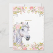 Blush Pink Bloemen & Paard Eerste Verjaardagsfeest Kaart (Achterkant)