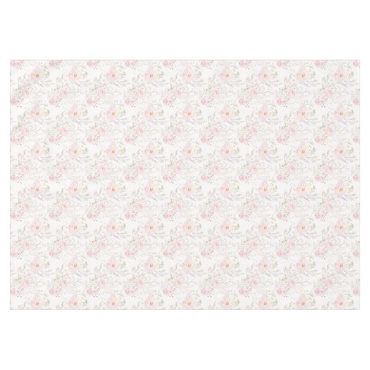 Blush pink Bloemen Pastel Elegant Tafelkleed (Voorkant (Horizontaal))