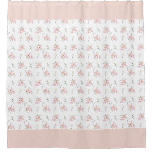 Blush Pink Bloemen Patroon Douchegordijn (Voorkant)
