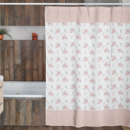 Blush Pink Bloemen Patroon Douchegordijn