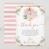 Blush Pink Bloemen Pompoen Fall Wedding Bedankkaart (Voorkant / Achterkant)