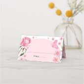 Blush Pink Bloemen Rozen & Vlinder Quinceañera Plaatskaartje (Achterkant)