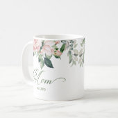 Blush Pink Bloemen Script Mom Koffie Mok (Voorkant links)