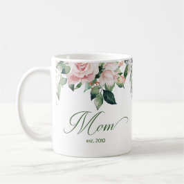 Blush Pink Bloemen Script Mom Koffie Mok