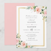 Blush Pink Bloemen Verlovingsfeestuitnodiging Kaart (Voorkant / Achterkant)