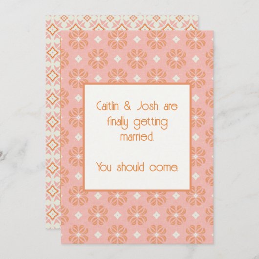 Blush Pink Bloemen Wereldbollen bruiloft uitnodigi Kaart (Voorkant / Achterkant)