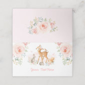 Blush Pink Bloemen Woodland Forest Dieren Douche Plaatskaartje (Buitenkant ongevouwen)