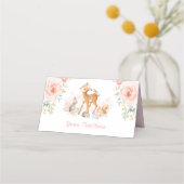 Blush Pink Bloemen Woodland Forest Dieren Douche Plaatskaartje (Voorkant)
