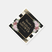 Blush Pink Bloemen Zwart en Goud Vrijgezellenfeest Servet (Hoek)