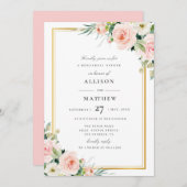 Blush Pink Bloemenrepetitie Diner Uitnodiging (Voorkant / Achterkant)