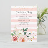 Blush Pink Bloemenverpleegster Elegant Afstudeerfe Kaart (Staand voorkant)