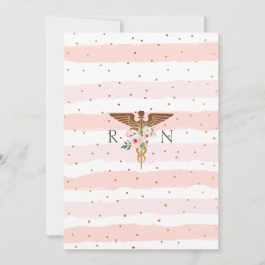 Blush Pink Bloemenverpleegster Elegant Afstudeerfe Kaart (Achterkant)