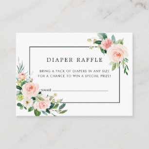 Blush Pink Bloom Baby shower Luier Raffle Ticket Informatiekaartje
