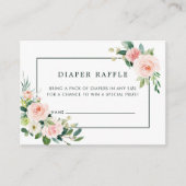 Blush Pink Bloom Baby shower Luier Raffle Ticket Informatiekaartje (Voorkant)