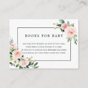 Blush Pink Bloom Book Request Baby showers Kaarten
