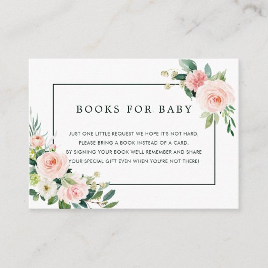 Blush Pink Bloom Book Request Baby showers Kaarten (Voorkant)