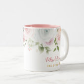 Blush Pink Bloom Bridesmaid Gift Tweekleurige Koffiemok (Voorkant rechts)