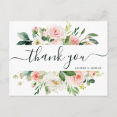 Blush Pink Bloom Bruiloft Dank u Briefkaart (Voorkant)
